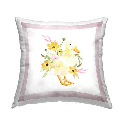 Duck & Daisies Decorative Printed Throw Pillow Design by Enya Todd