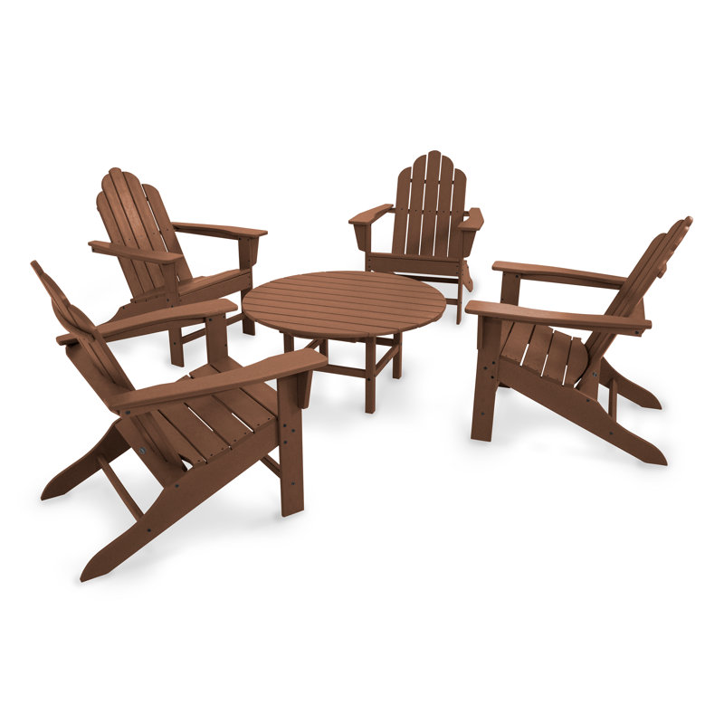 POLYWOOD Long Island Adirondack 5-Piece Conversation Group, Teak