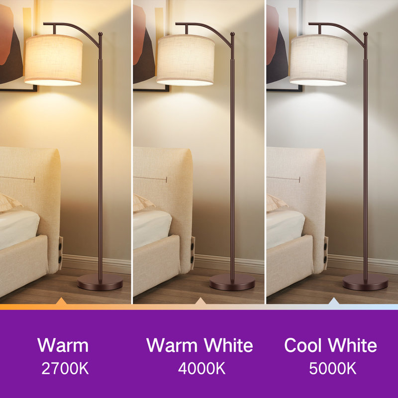 Harmonsburg 63'' LED Arched/Arc Floor Lamp, Bronzed
