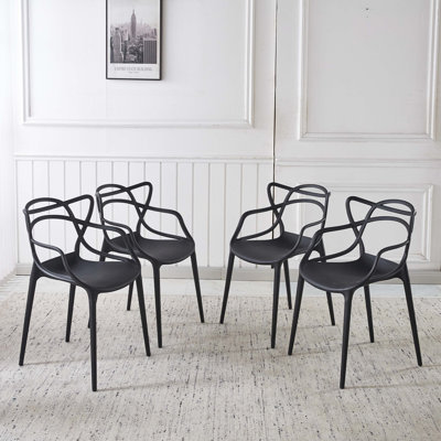 Chaises de salle à manger en plastique 4PCS pour la cuisine et la salle à manger