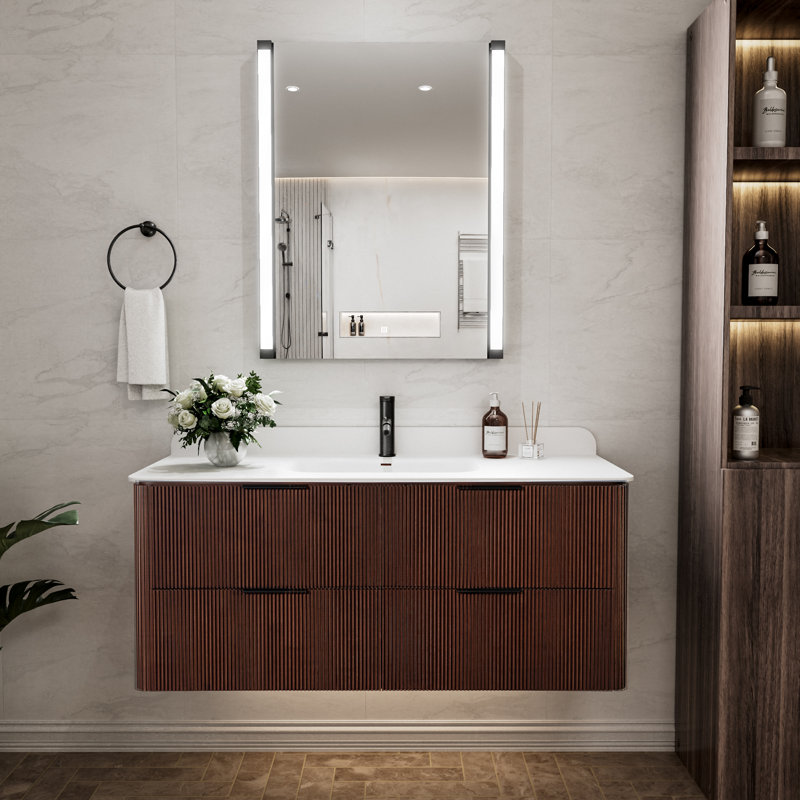 28 po X 36 po Miroir de salle de bain à DEL avec fonction pivotante, éclairage à intensité variable et fonction mémoire