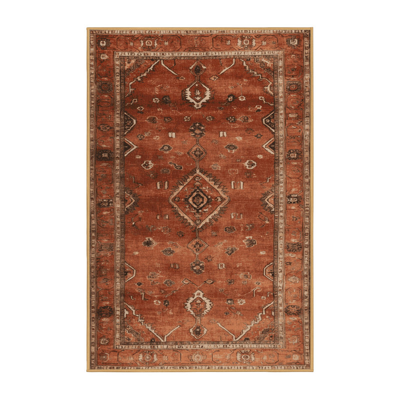 Tapis brun lavable à la machine, Rectangle de 5 pi x 8 pi