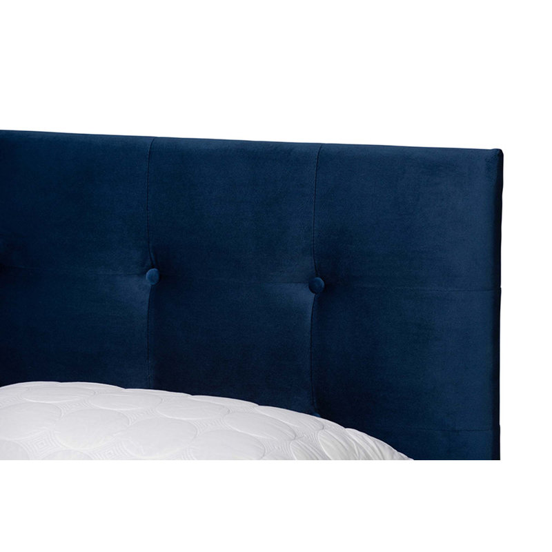 Purcellville Upholstered Standard Bed, Navy Blue, Queen
