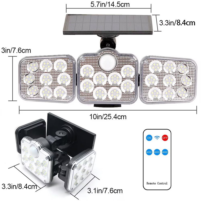 138LED Outdoor Solar Security Lights 30Watt Dusk to Dawn Flood Lights with Motion Sensor