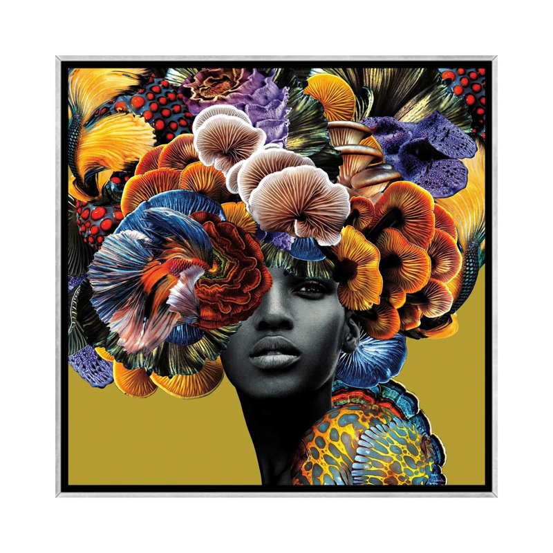 Bons cheveux - imprimé, H 37 po x l 37 po, Toile avec cadre photo, Noir