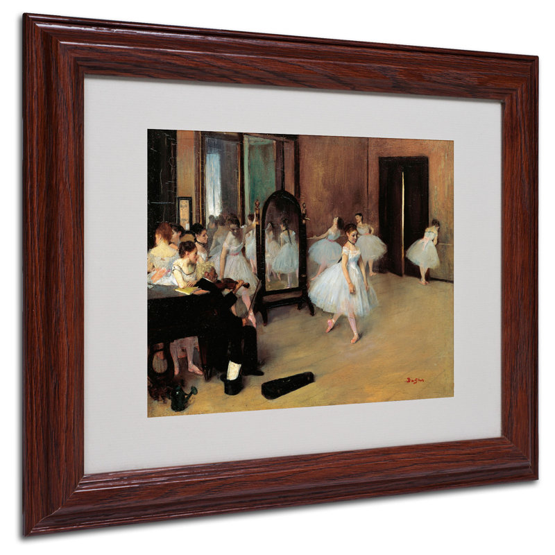 Edgar Degas Brown Framed Canvas Art - The School of Dance