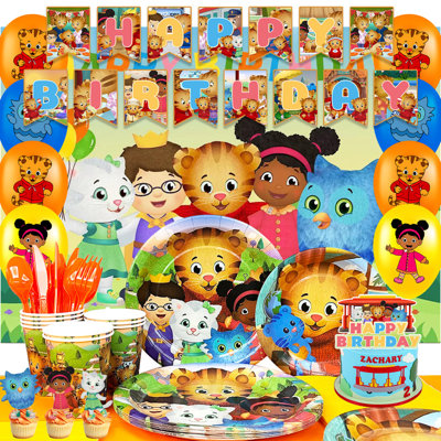 Ensemble de décorations de fête d'anniversaire Daniel Tiger, 98 pièces d'articles de fête Daniel Tiger et ensemble de vaisselle pour enfants Daniel Tiger Party