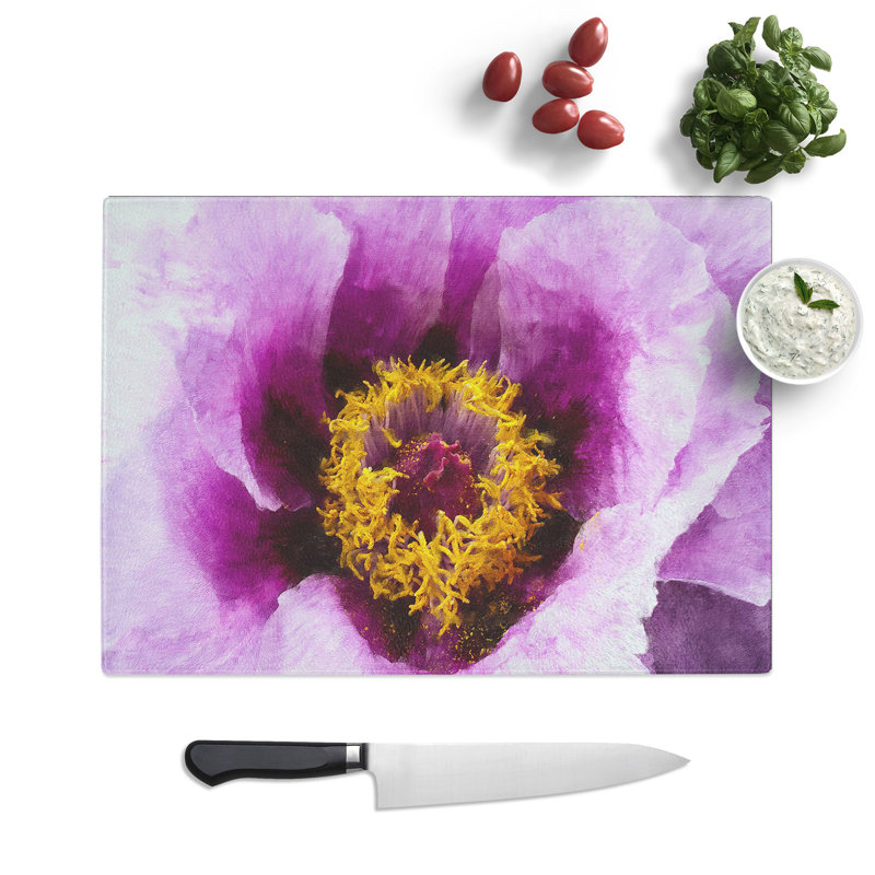 Purple Peony Flower Vol.1 Painting Chopping Board, 0.4cm H x 28.5cm W x 39cm L