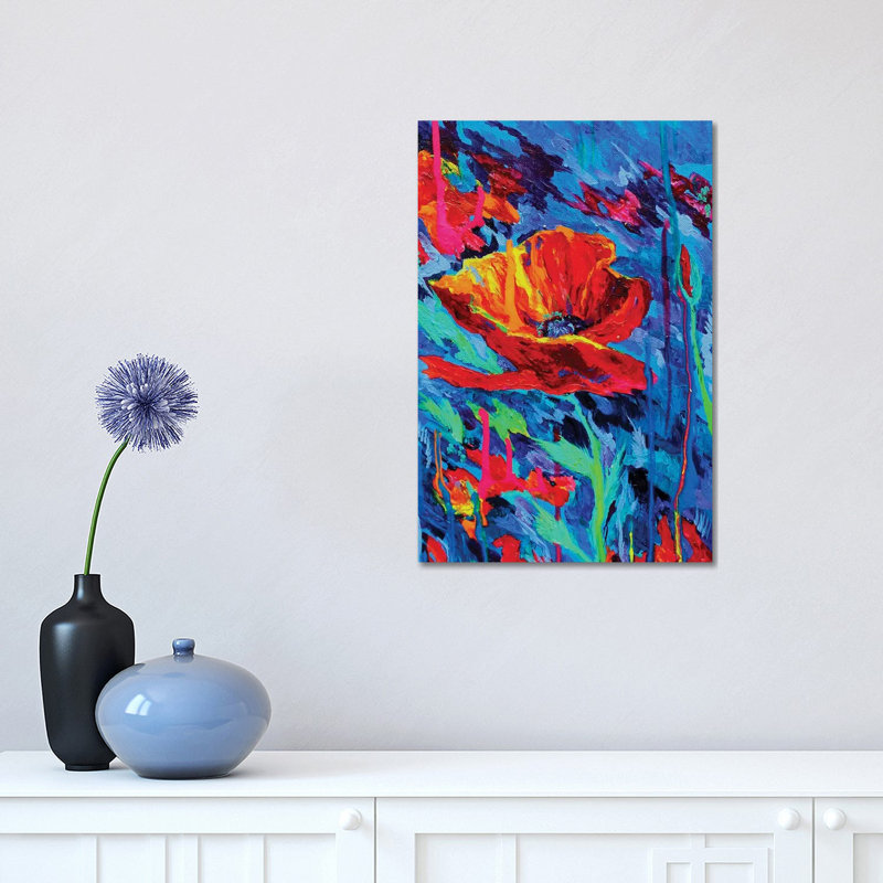 Abstract Poppies 1 Piece Wrapped Canvas Painting, 30.48 cm H x 45.72 cm W
