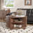 31.5" Round Coffee Table, Fluted Coffee Table With  360° Curved Sliding Door and Storage, Drum Center Table For Living Room, Home, Small Space, Walnut