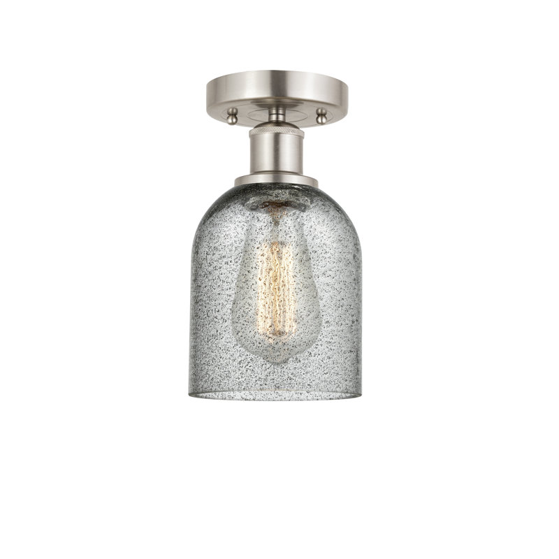 Reiko Glass Semi Flush Mount, Charcoal, Brushed Satin Nickel, 9.75" H x 5" W x 5" D