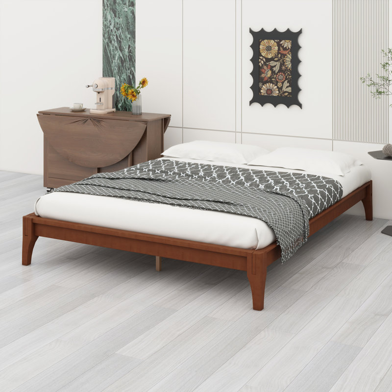 Solid Dry Bamboo Wood Platform Bed, Brown