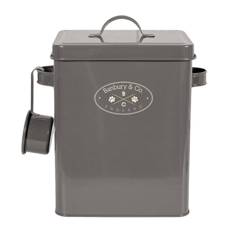 Grey Metal Treat Jar With Latch Lid