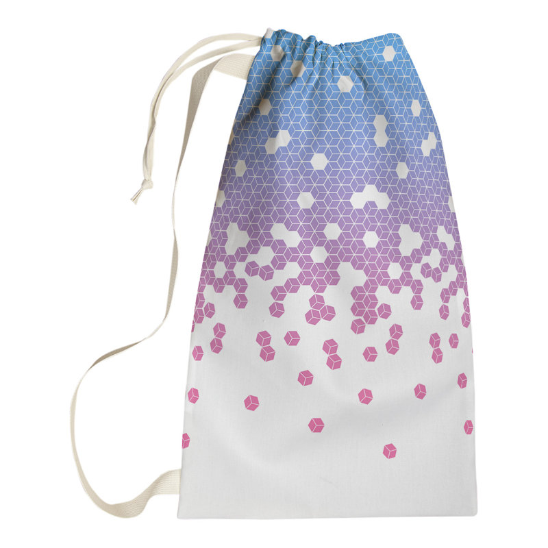 Leffel Fabric Laundry Bag with Handles, Large (76.5" H x 29.5" W x 1.5" D), Pink/Blue