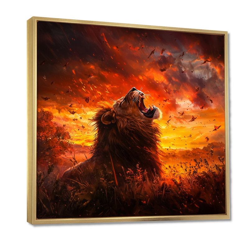 «Roaring Lion Courage II - Lion», reproduction sur toile, H 16 po x l 16 po, Doré