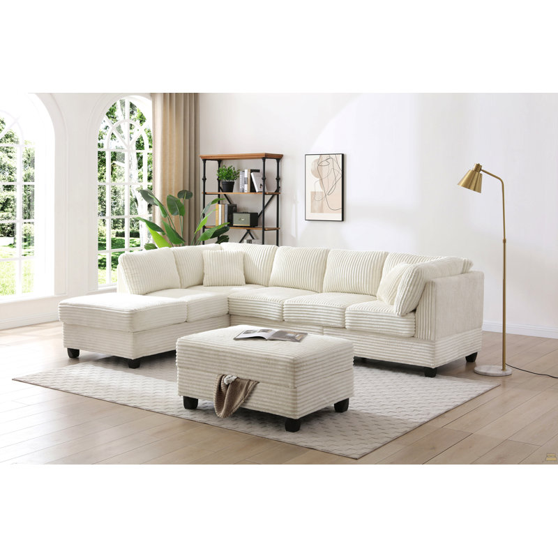 Canapé modulaire (repose-pieds non inclus), blanc