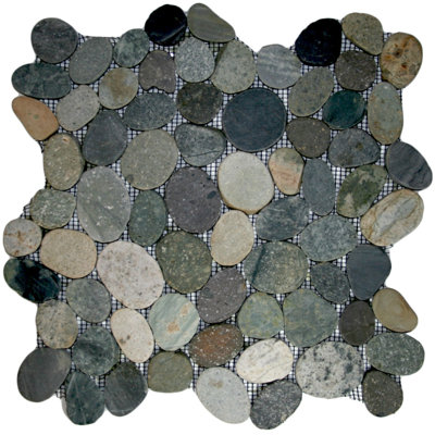 Nile Ocean Natural Stone Mosaic Tile Smooth Pebble Matte Finish Indoor Use Waterproof 1 Sq. Ft