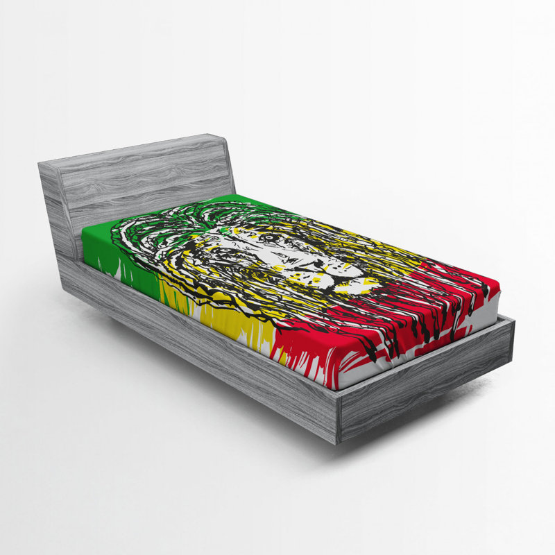 Rasta Microfiber Fitted Sheet, Twin Fitted Sheet