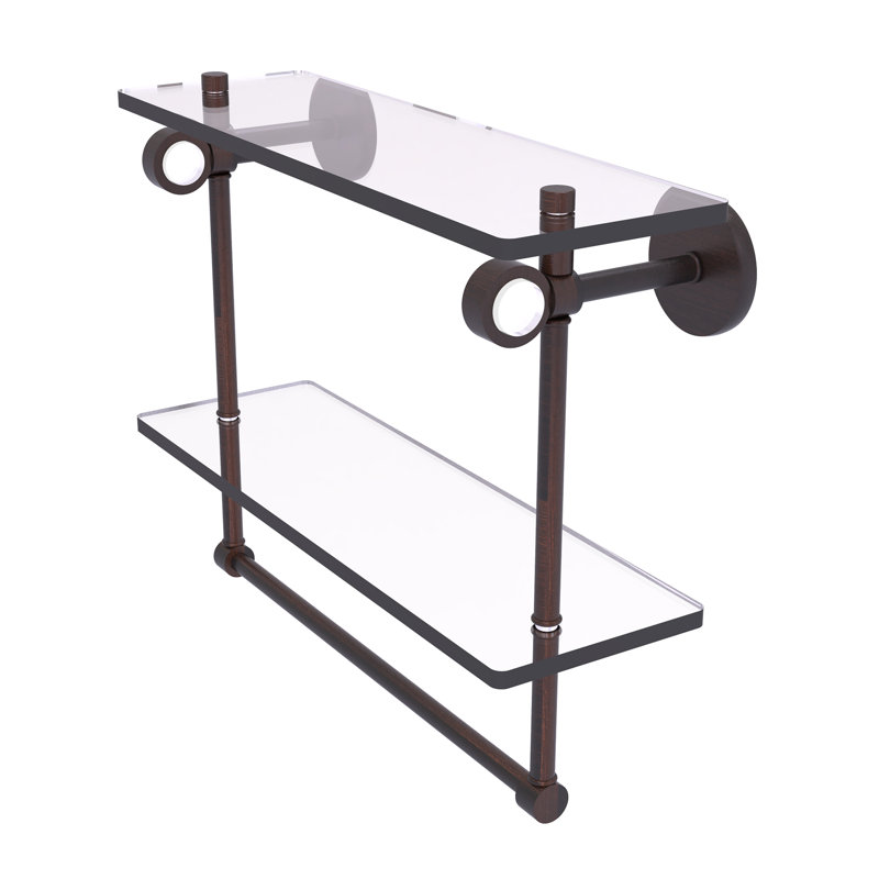 Tablette murale en verre double meuble-lavabo Margolis, H 12,8 po x l 16 po x p 5,6 po, Bronze vénitien