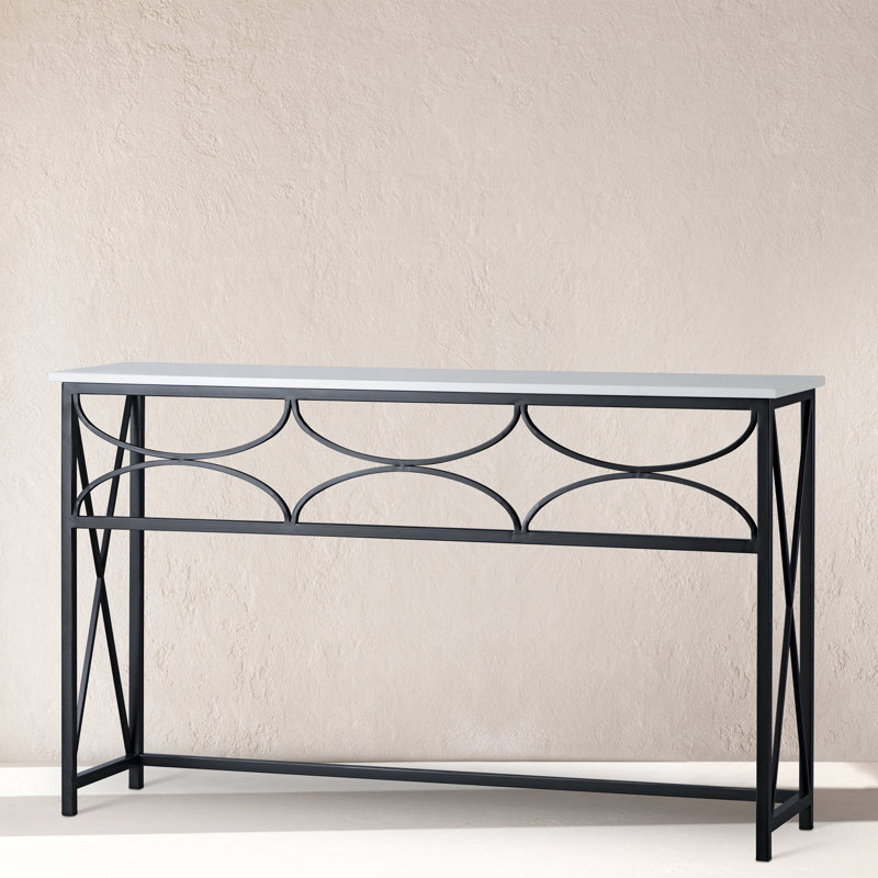 Diamond Console Table, Lite Travertine, Flat Black