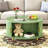Round Coffee Table with Storage, 31.5" Mid Century Modern Coffee Table with 360° Curved Sliding Door-1279393497