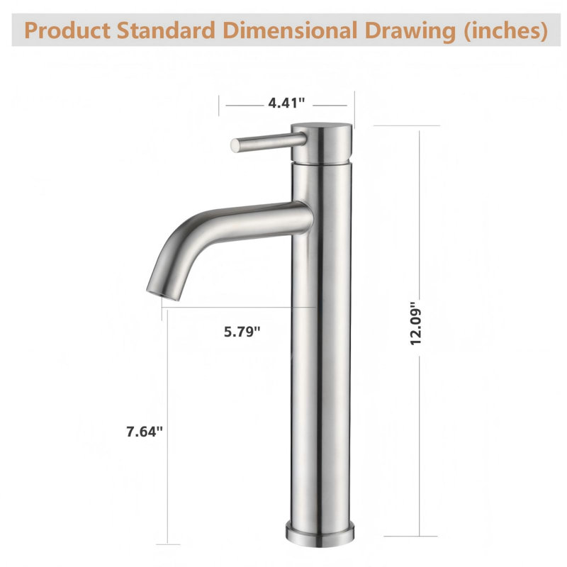 Single Handle Bathroom Modern Tall Faucets, Brushed Nickel