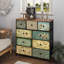 9 Fabric Drawer Bedroom Dresser With Floral Patterns Storage Organiser