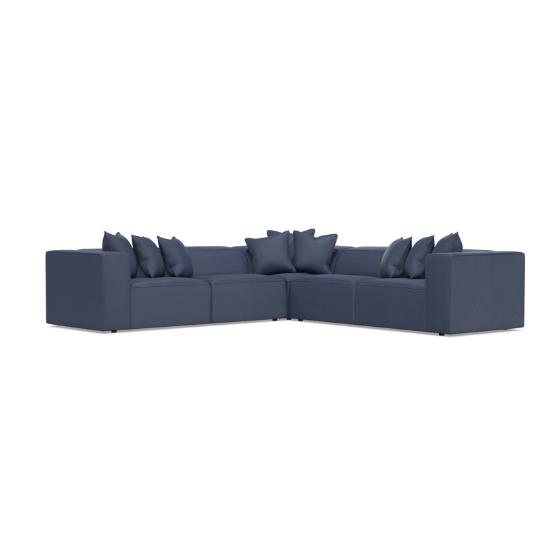 Bliss Sectional, 28" H x 123.5" W x 123.5" D, Blue Polyester
