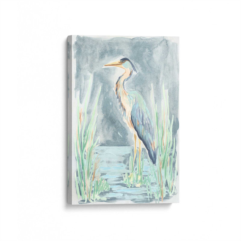Reproduction d'art sur toile Teal Heron Lagoon II par June Erica Vess, H 16 po x l 12 po, Toile tendue, Ne s’applique pas