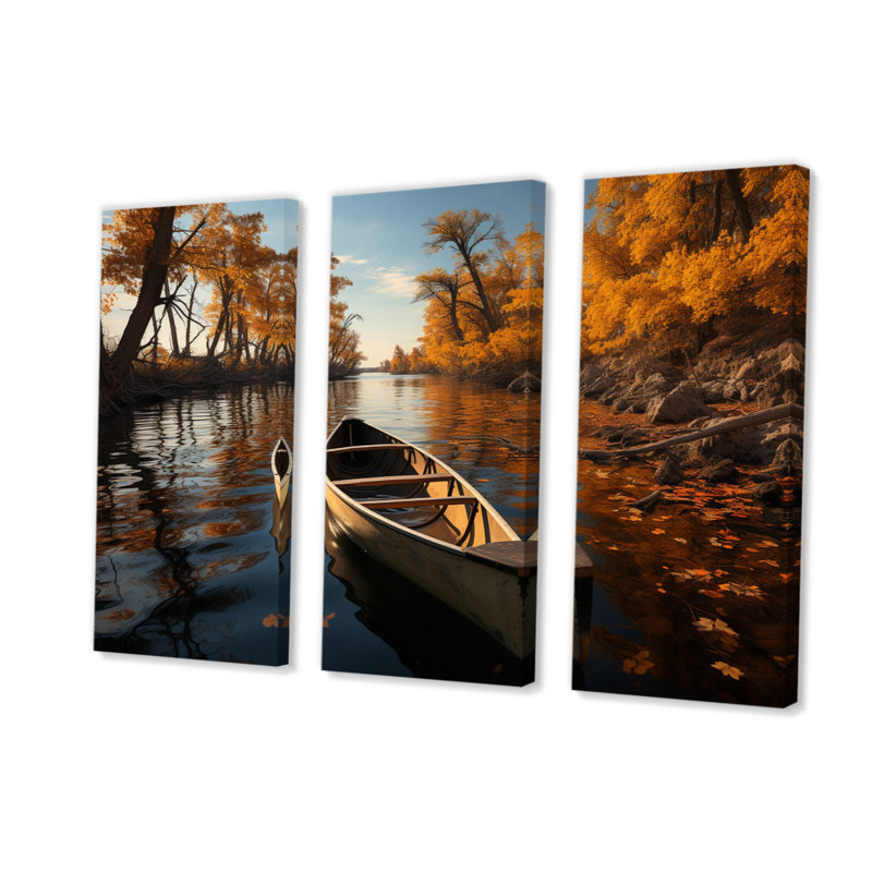 Canada River Rhapsody I sur toile, 3 pièces, H 28 po x l 36 po x P 1 po