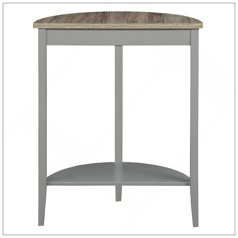 Grey Oak And Grey Half Moon Console Table With Bottom Shelf