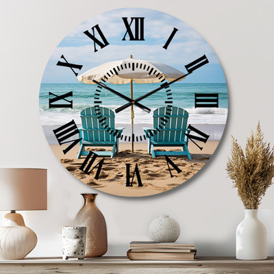 Horloge murale plage et chaises de plage Scenery III