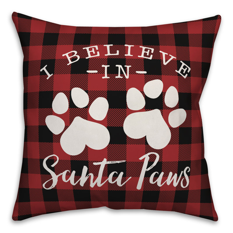  Coussin décoratif «I Believe in Santa Paws», 20 po x 20 po