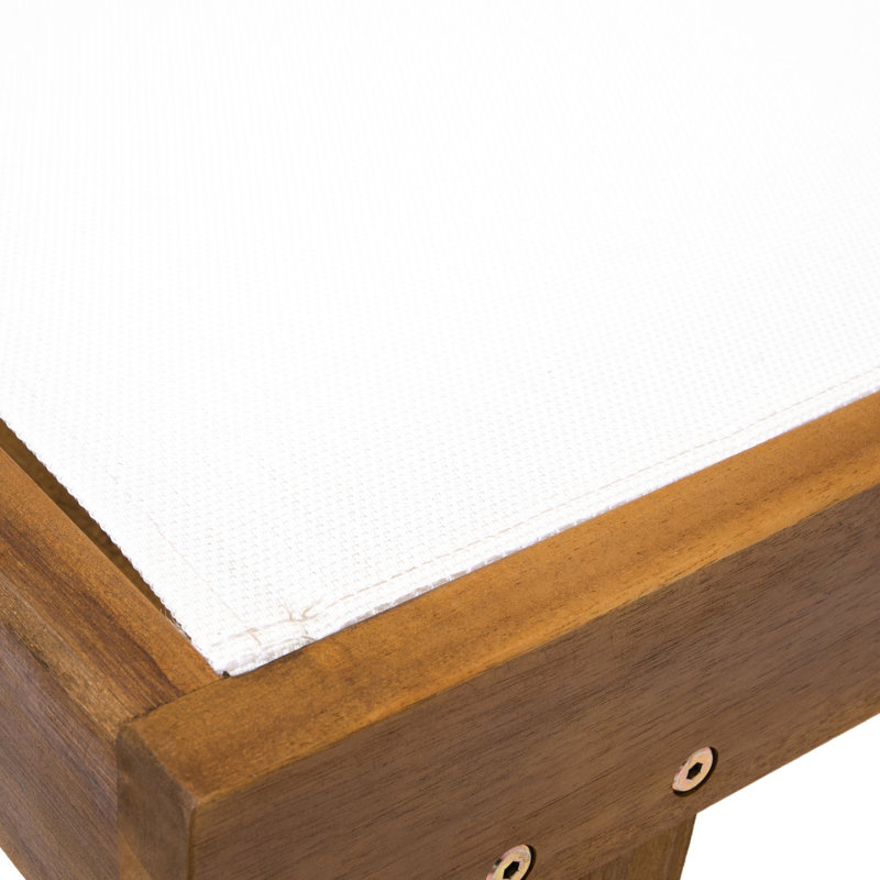 Chaise longue d'extérieur en filet blanc - bois pour une stabilité à long terme