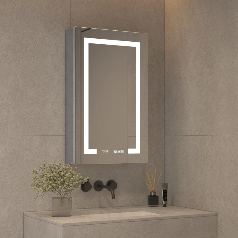 Armoire à pharmacie sans cadre avec miroir et 4 tablettes réglables l 20 po x H 32 po Brehanna, Droite