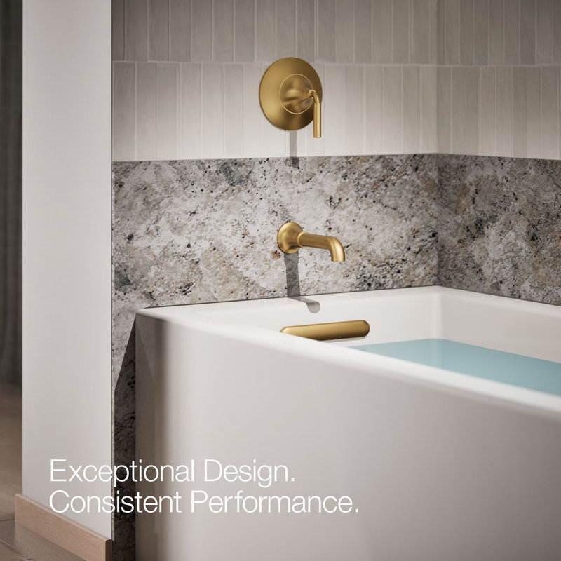 Tone Wall-Mount Non-Diverter Bath Spout, Vibrant Brushed Moderne Brass