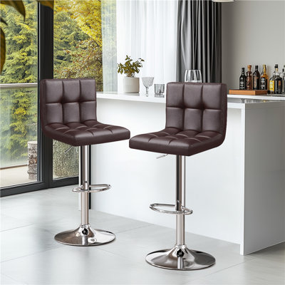 Chandresh Swivel Upholstered Adjustable Height Counter Extra Tall Stool with Metal Frame