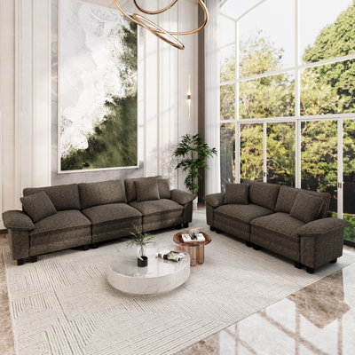 2-piece Upholstered Modular Sectional Sofa Sets, Oversized Couch Set With Loveseat And Sofa