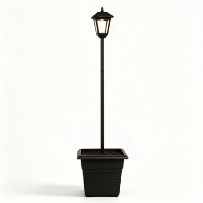 Lampadaire solaire 71 po (double) avec pot à fleurs