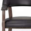 Chaise de jeu et de salle à manger en similicuir noir - structure en bois de noyer rustique avec roulettes et garniture cloutée-532363853