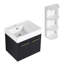 Meuble-lavabo 24 po en châtaignier noir avec lavabo en résine et support de rangement, charnières à fermeture en douceur, facile à entretenir, grand espace de rangement, salle de bain ergonomique à trois pieds et à l'eau, conception moderne, assemblage