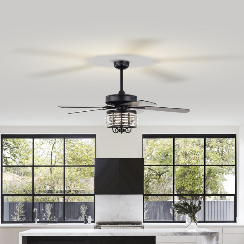Leday 52'' Ceiling Fan with Light Kit, Matte Black