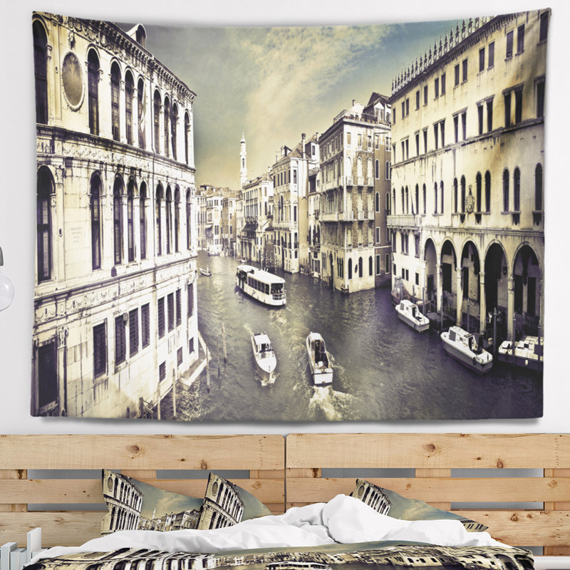 Photographie venise paysage urbain tapisserie, H 32 po x l 39 po