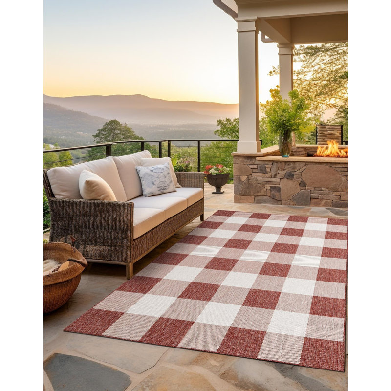 Tapis intérieur / extérieur rouge Borland, Rectangle 2 pi x 3 pi 1 po