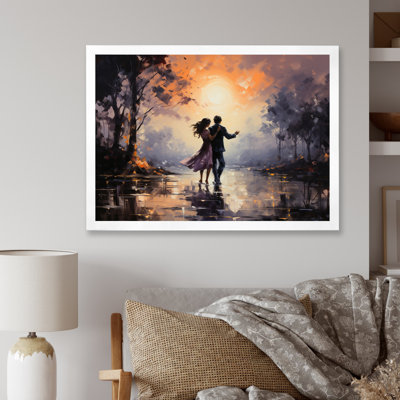 Romantic Couple Landscape Dancing In Park II - Romantic Landscape Wall Art