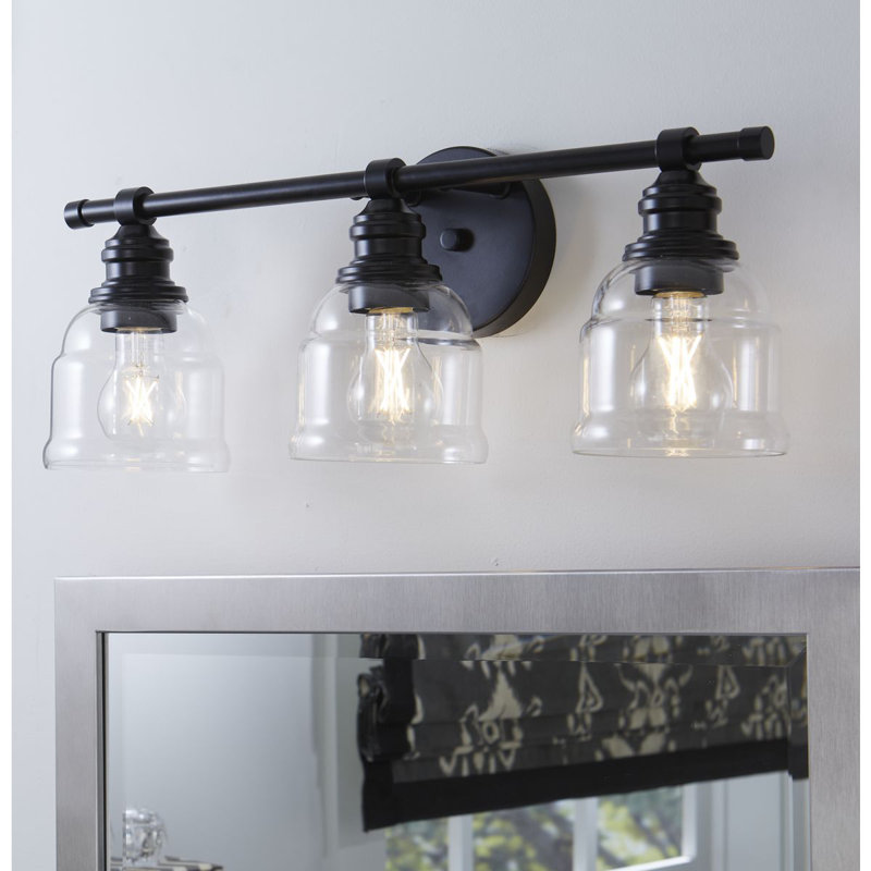 Éclairage de salle de bain à intensité variable 3 lumières Adenn, Noir mat