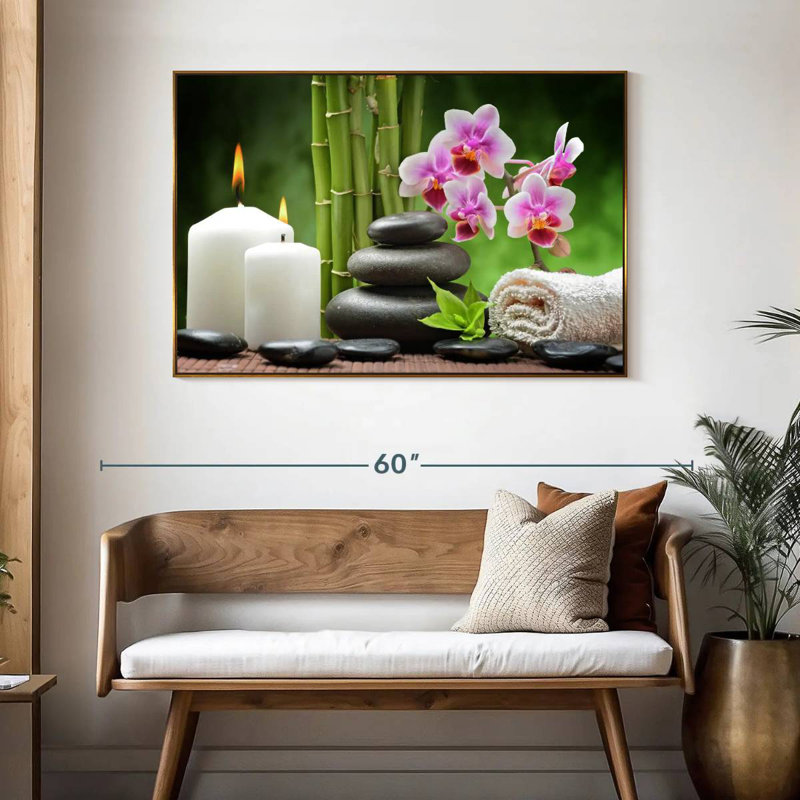 Zen Spa Indulgence, 46 po x 31 po, Cadre flottant doré