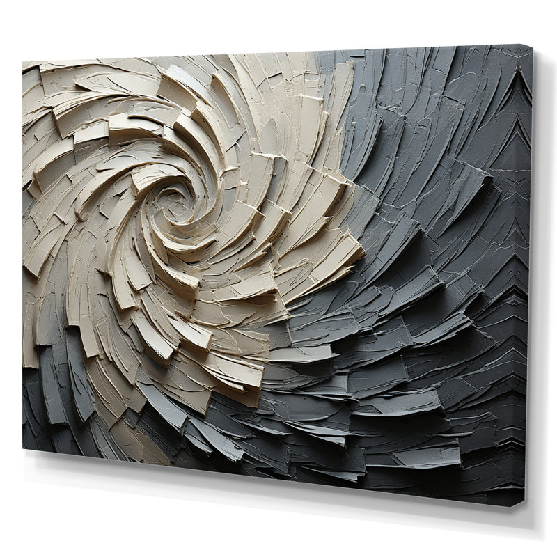 Mouvement méditatif gris beige III - Spirales abstraites, impressions sur toile_106124, H 16 po x l 32 po x P 1 po