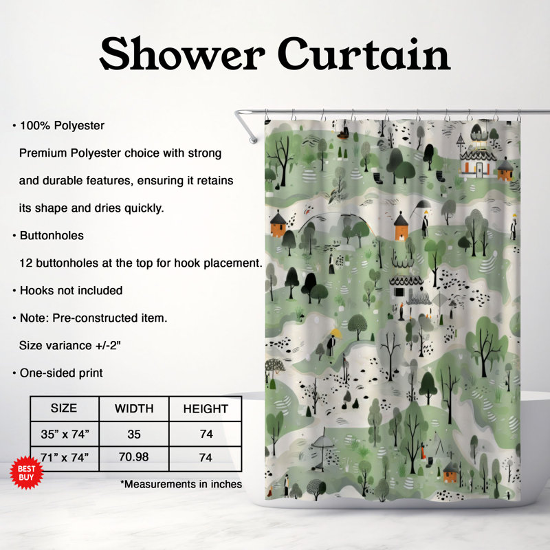 Rideau de douche Green Rain - Premium, H 74 po x l 71 po