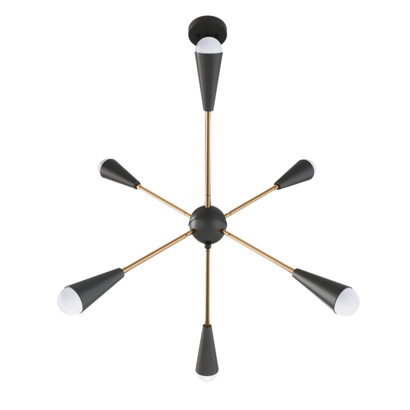 Luminaire suspendu rustique à intensité variable Spoutnik 6 lumières Bethke